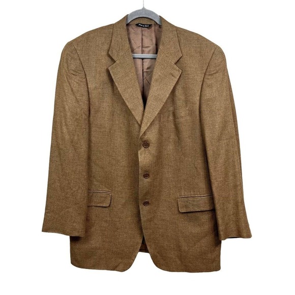 Chiavari Wool Silk Blend Blazer‎ Jacket Sport Coat Men 3 Button Bronze Brown 43R - Picture 1 of 8